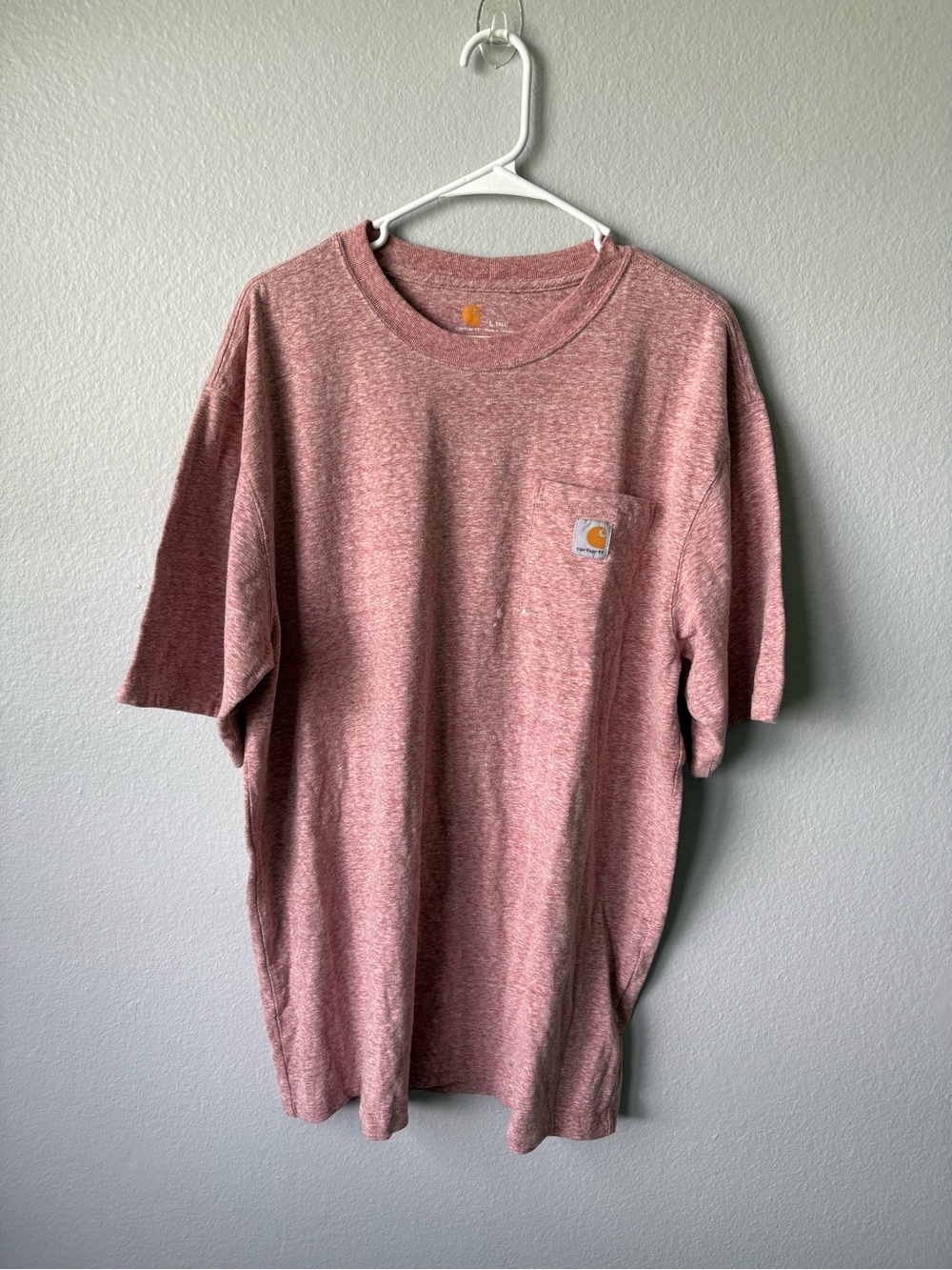Carhartt Pocket T-Shirt Men's Size L Tall Maroon Heather Cotton Blend Workwear